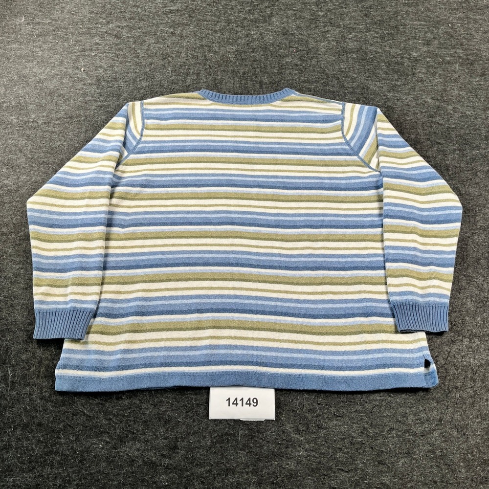 Eddie Bauer Sweater Womens XL Blue Multi Striped Cable Knit Crew Neck Pullover - Picture 6 of 6